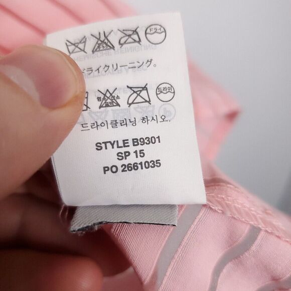 J Crew Top Womens 12 Sheer Stripes Popover Pink Zip Back Boxy Short Sleeve - Picture 6 of 10